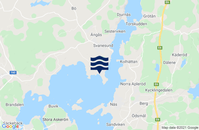 Mappa delle Getijden in Svanesund, Sweden