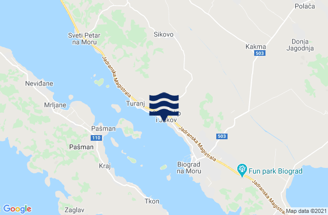 Mappa delle Getijden in Sveti Filip i Jakov, Croatia