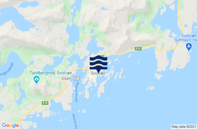 Mappa delle Getijden in Svolvær, Norway