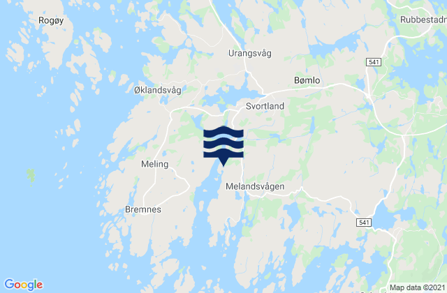 Mappa delle Getijden in Svortland, Norway