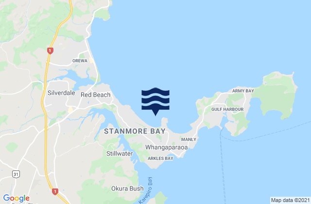 Mappa delle Getijden in Swan Beach, New Zealand