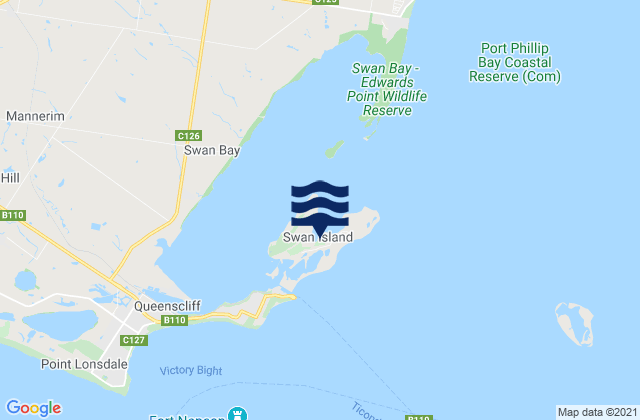 Mappa delle Getijden in Swan Island, Australia