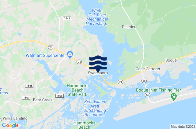 Mappa delle Getijden in Swansboro, United States