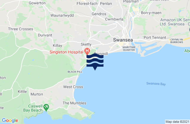 Mappa delle Getijden in Swansea Bay Beach, United Kingdom