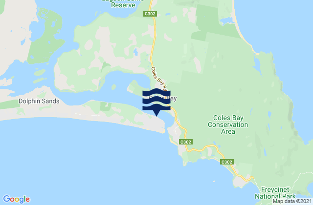 Mappa delle Getijden in Swanwick Bay, Australia