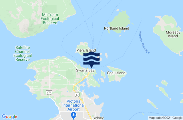 Mappa delle Getijden in Swartz Bay, Canada