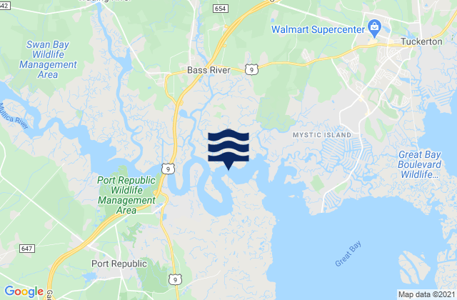 Mappa delle Getijden in Sweetwater Mullica River Marina, United States