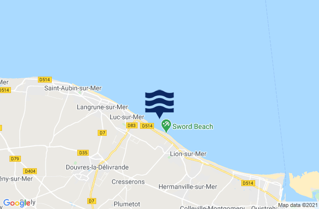 Mappa delle Getijden in Sword Beach, France