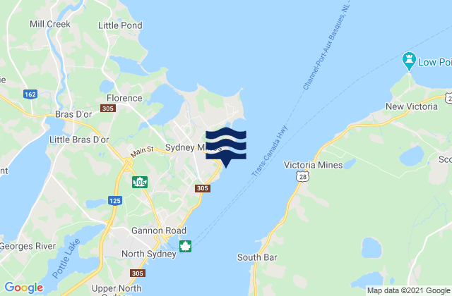 Mappa delle Getijden in Sydney Mines, Canada