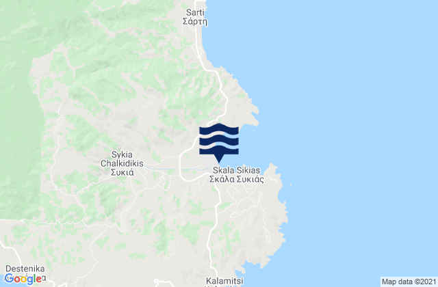 Mappa delle Getijden in Sykia Beach, Greece
