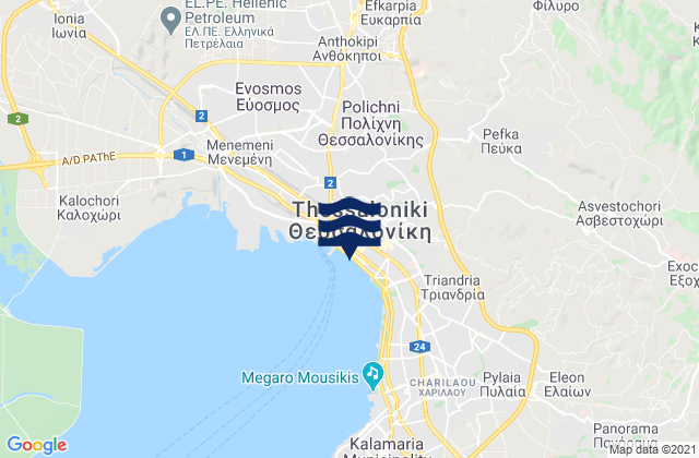 Mappa delle Getijden in Sykiés, Greece