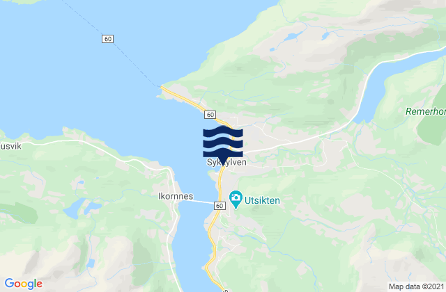 Mappa delle Getijden in Sykkylven, Norway