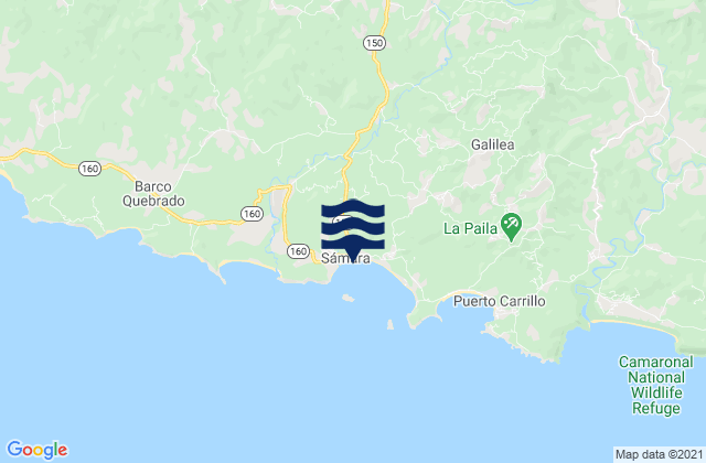 Mappa delle Getijden in Sámara, Costa Rica