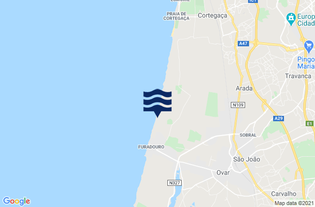 Mappa delle Getijden in São João, Portugal