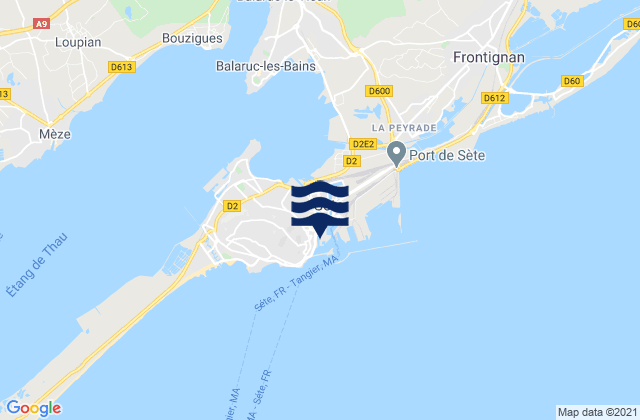 Mappa delle Getijden in Sète, France