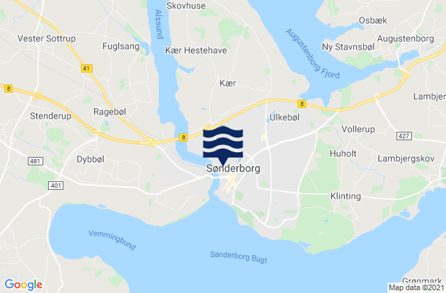 Mappa delle Getijden in Sønderborg Kommune, Denmark