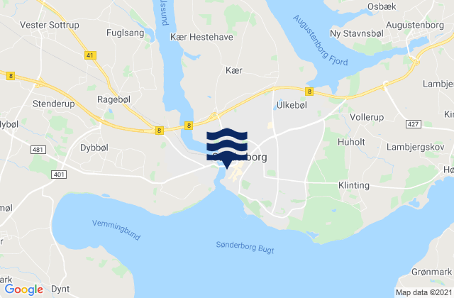 Mappa delle Getijden in Sønderborg, Denmark