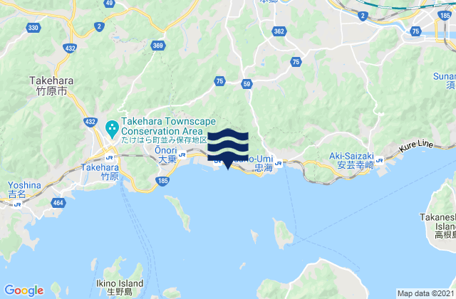 Mappa delle Getijden in Tadanouminagahama, Japan