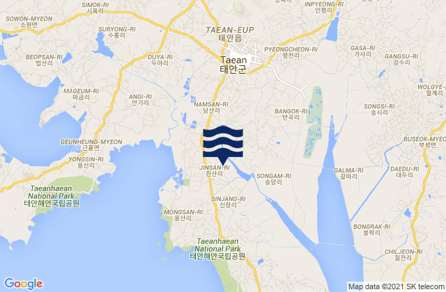 Mappa delle Getijden in Taean-gun, South Korea