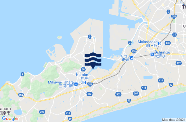 Mappa delle Getijden in Tahara, Japan