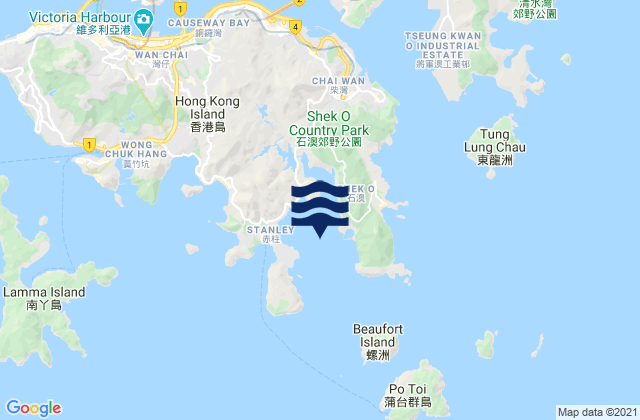 Mappa delle Getijden in Tai Tam Bay, Hong Kong