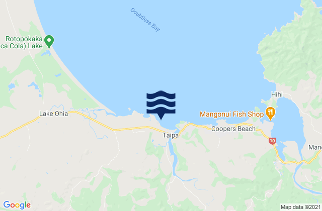 Mappa delle Getijden in Taipa Beach, New Zealand