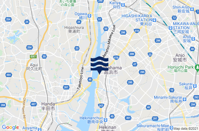 Mappa delle Getijden in Takahama-shi, Japan