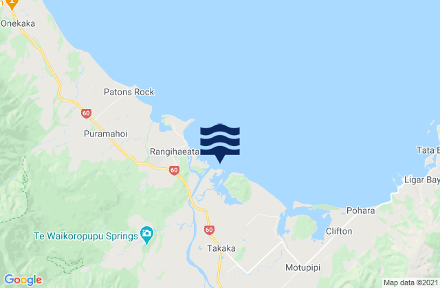 Mappa delle Getijden in Takaka Golden Bay, New Zealand