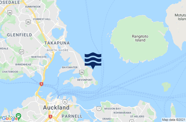 Mappa delle Getijden in Takapuna Head, New Zealand