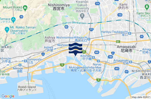 Mappa delle Getijden in Takarazuka Shi, Japan