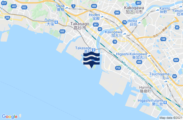 Mappa delle Getijden in Takasago, Japan
