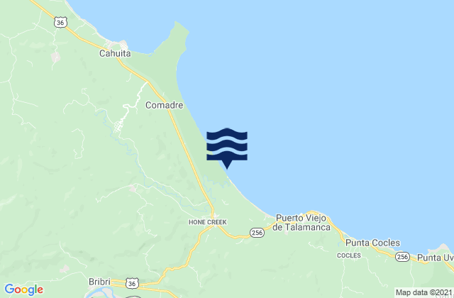 Mappa delle Getijden in Talamanca, Costa Rica