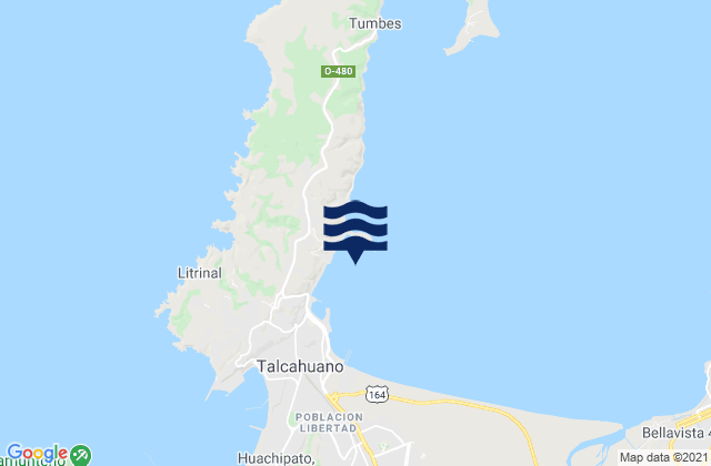 Mappa delle Getijden in Talcahuano Bahia Concepcion, Chile