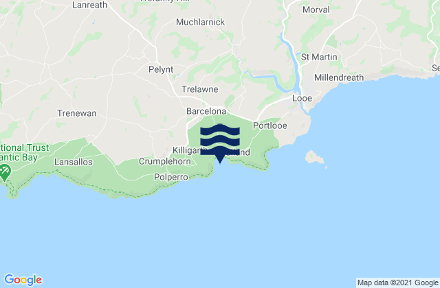 Mappa delle Getijden in Talland Bay Beach, United Kingdom