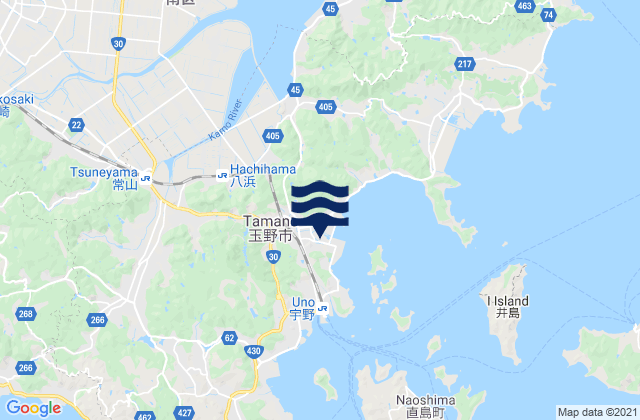 Mappa delle Getijden in Tamano Shi, Japan