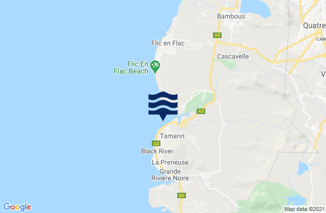 Mappa delle Getijden in Tamarin Bay, Reunion