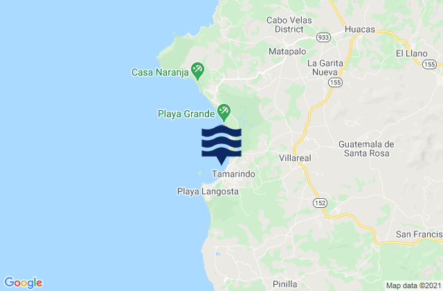 Mappa delle Getijden in Tamarindo, Costa Rica