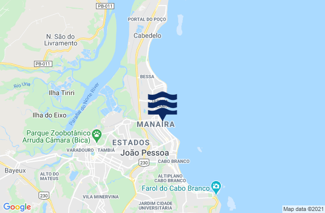 Mappa delle Getijden in Tambau, Brazil