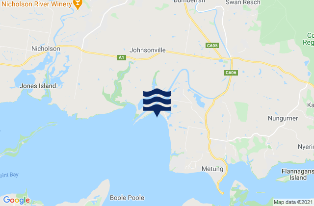Mappa delle Getijden in Tambo Bay, Australia