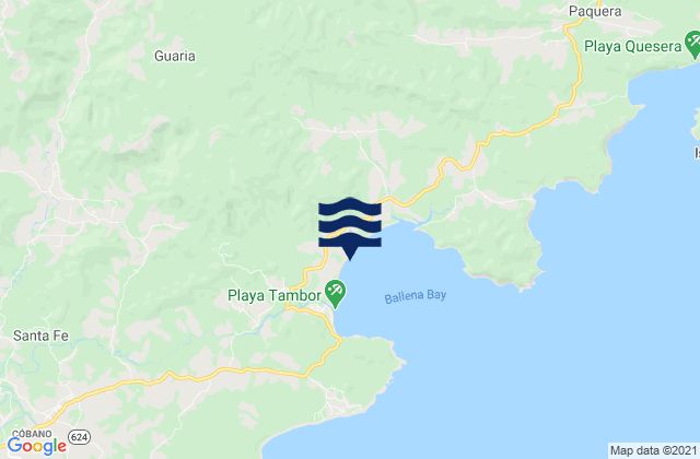 Mappa delle Getijden in Tambor Beach, Costa Rica