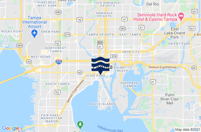 Mappa delle Getijden in Tampa, United States