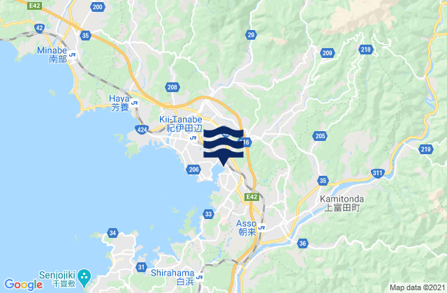 Mappa delle Getijden in Tanabe-shi, Japan