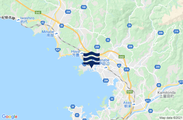 Mappa delle Getijden in Tanabe, Japan