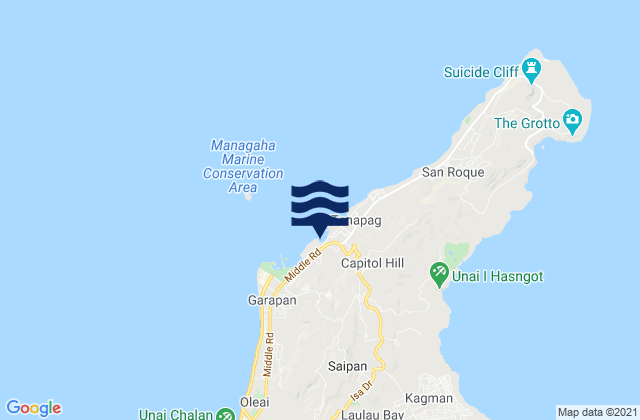 Mappa delle Getijden in Tanapag Harbor Saipan Island, Northern Mariana Islands