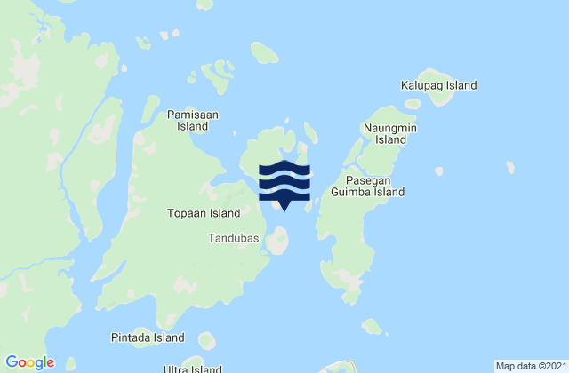 Mappa delle Getijden in Tandugan Channel Tawitawi Island, Philippines