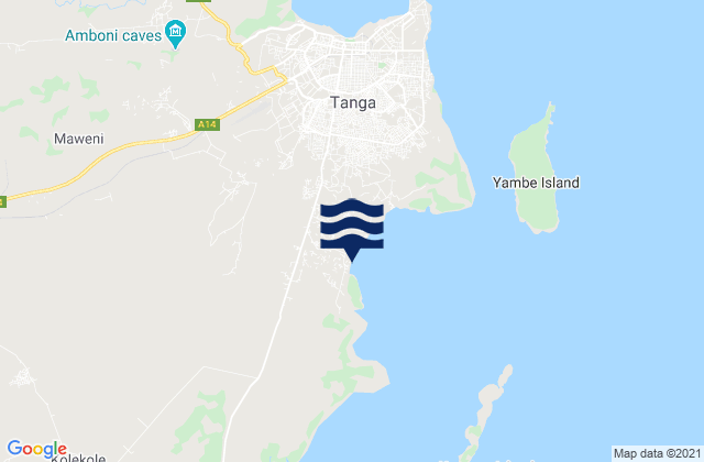 Mappa delle Getijden in Tanga, Tanzania