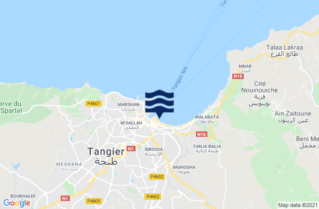 Mappa delle Getijden in Tangier, Morocco