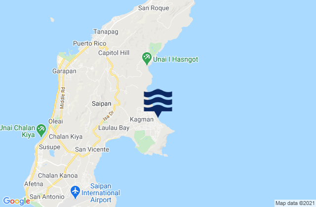 Mappa delle Getijden in Tank Beach, Northern Mariana Islands