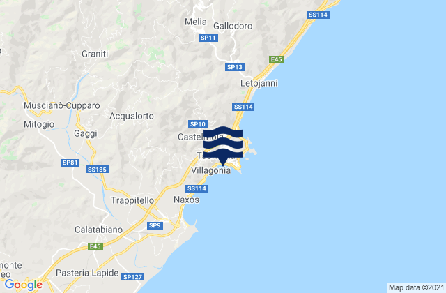 Mappa delle Getijden in Taormina, Italy