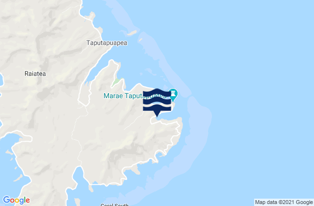 Mappa delle Getijden in Taputapuatea, French Polynesia